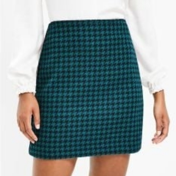 Worn Once - Loft Teal Houndstooth Skirt - Picture 1 of 3